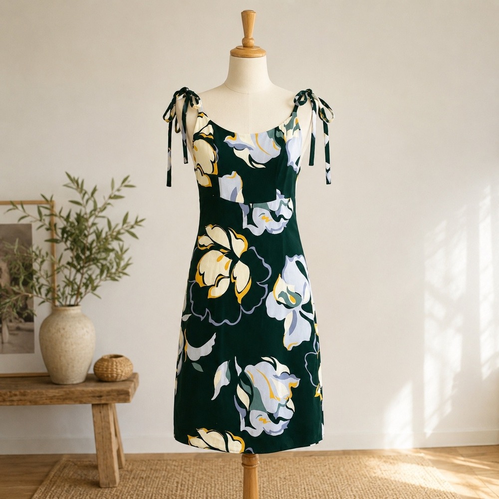 Reformation Floral Midi Dress Size 10 Tie Shoulder Smocked Back Romantic Cottage